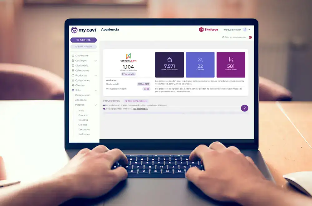 mycavi-pantallazo-admin Panel de control de MyCavi con información centralizada para gestionar catálogos, precios, existencias y productos promocionales.